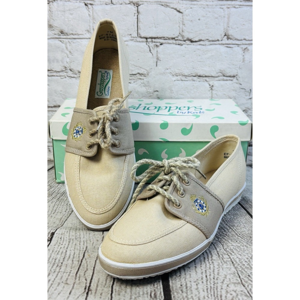 Vintage Keds Grasshoppers Shoes Womens Size 7M Seafarer‎ Beige Tennis Shoes
